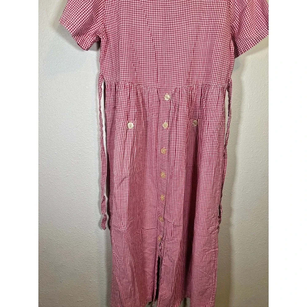 Prairie Costume Dress Red Gingham Farm Girl Dorothy Farm Theater Wardrobe Cotton - Picture 6 of 15